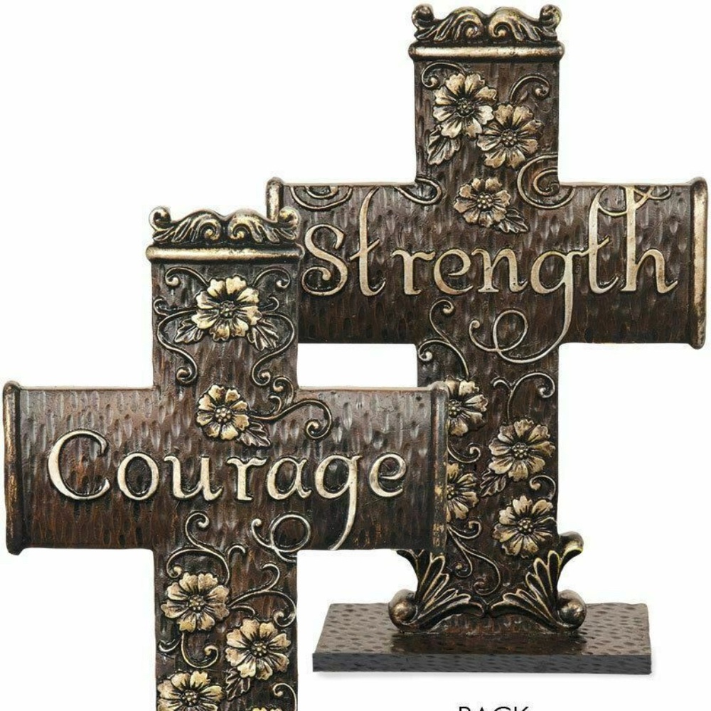 Angelstar Faith Cross, Courage on Front and Strength on Back, 7-Inch